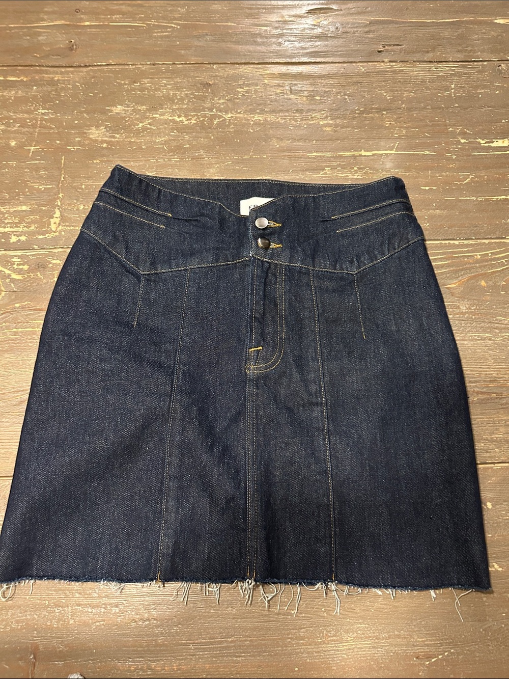 Frame Denim Dark Indigo Denim Skirt